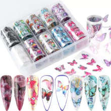 Japanese And USA Hot-sale Colorful Butterfly White Lace Star Transfer Paper Nail Stickers